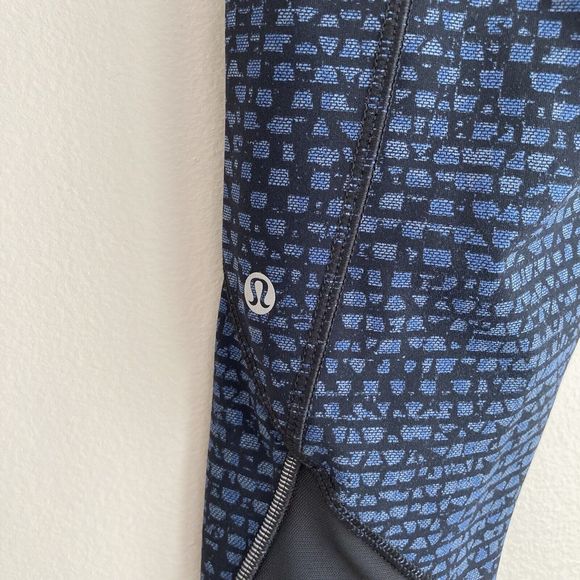 Lululemon Free Runner Crop Womens 4 Shatter Weave Desert Teal Alberta Lake Black - Picture 10 of 12